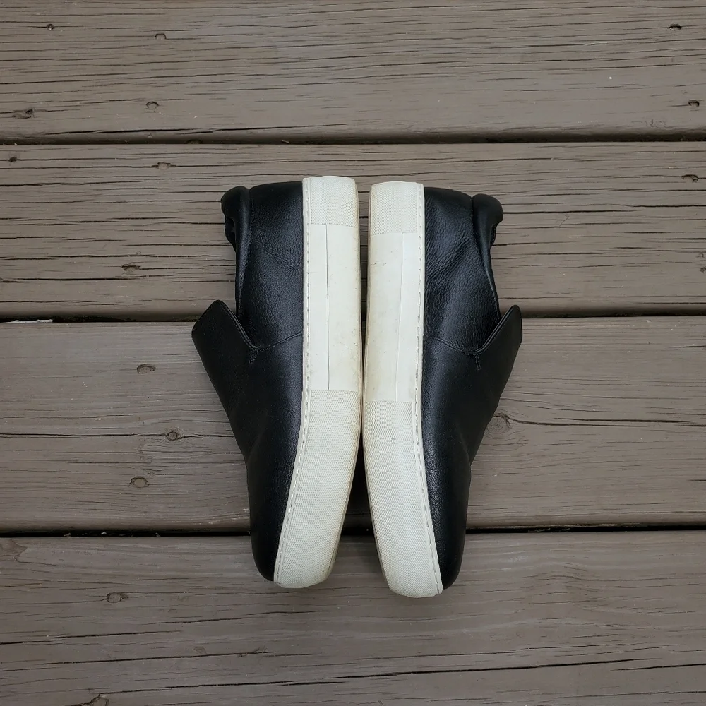 Jslides Acer Black Leather Platform‎ Slip-On Sneaker Trainers Woman's 8